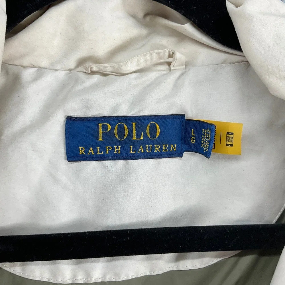 Polo Ralph Lauren Puffer Parka Mens XL‎ White Fair Stained Down Winter Jacket